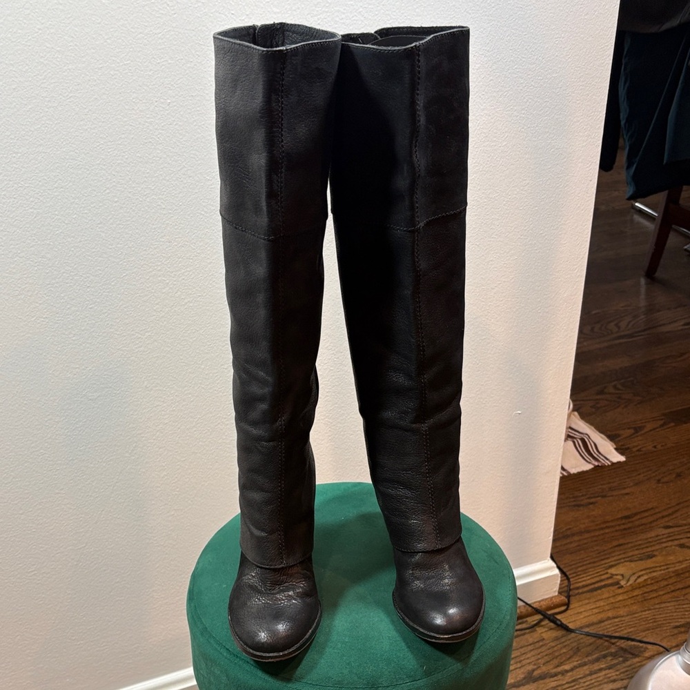 Vince Camuto Black Leather Over-the-Knee Boots